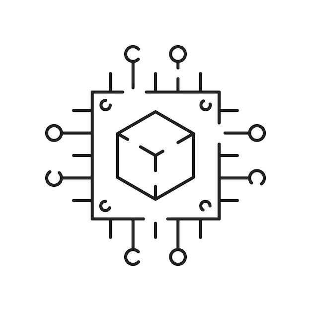 Icono de línea vectorial de blockchain o elemento de diseño en estilo de contorno