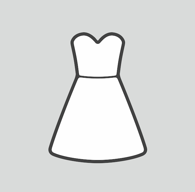 Icono de la línea de vestidos de noche para mujeres en un fondo Ilustración vectorial