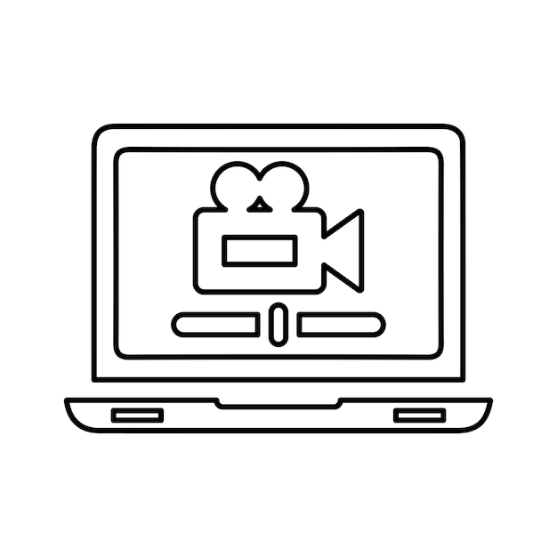 Ícono de línea de video de medios multimedia Vector de esquema
