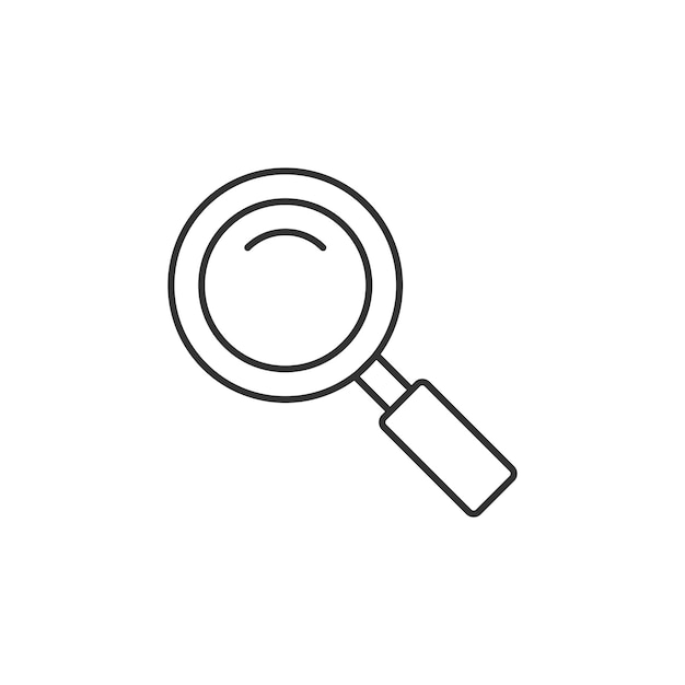 Icono de línea de vidrio de ampliación Signo vectorial de estilo contorno simple Pictograma lineal aislado en fondo blanco Diseño de ilustración del logotipo
