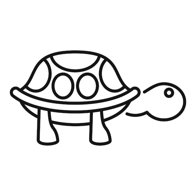 El icono de la línea de vista lateral de la tortuga que camina