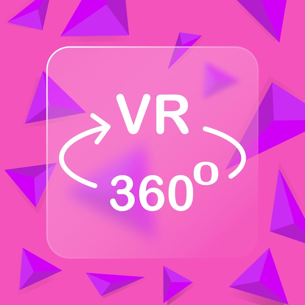Ícono de línea de visualización de 360 grados Dispositivo de realidad virtual Progreso tecnológico de juegos Estilo Glassmorphism Ícono de línea vectorial para negocios y publicidad