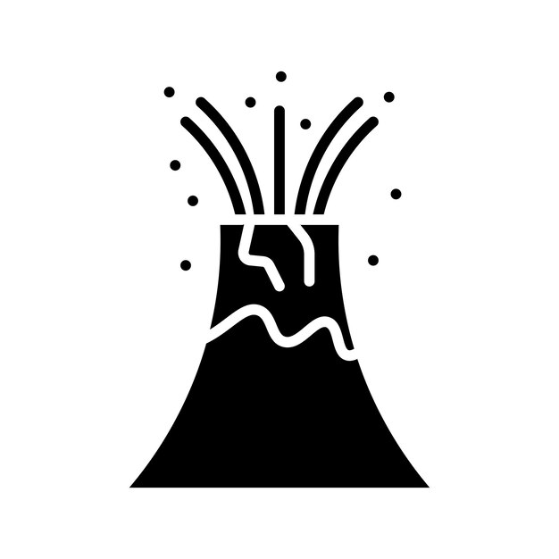 Icono de línea de volcán aislado en fondo blanco