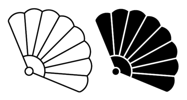 Icono lineal abanico teatral abanico plegable femenino de geisha japonesa vector simple en blanco y negro
