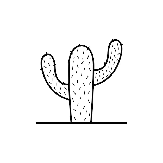 Icono lineal de cactus. Símbolo de contorno. Esquema aislado vectorial