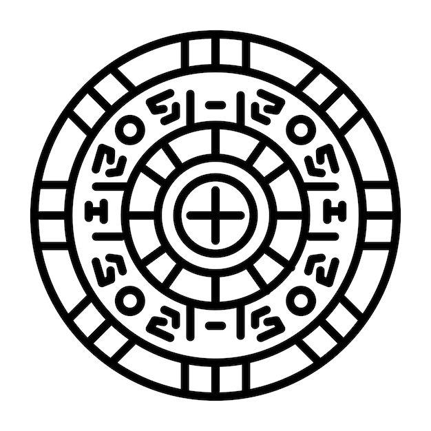 Un icono lineal del calendario maya