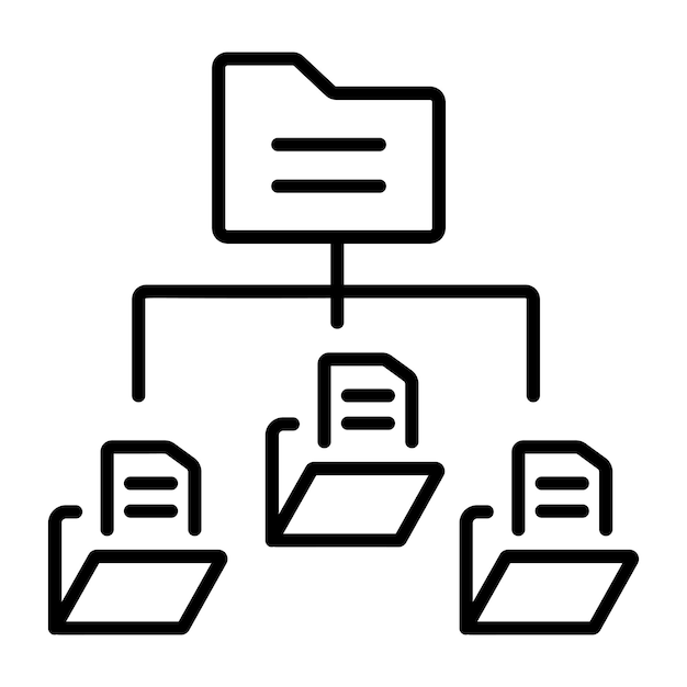 Un icono lineal de las carpetas de archivo de datos