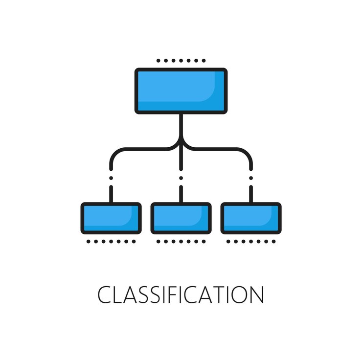 Vector icono lineal de clasificación de la ia de aprendizaje automático