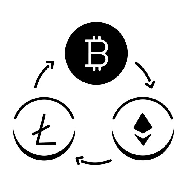 Icono lineal de comercio de criptomonedas
