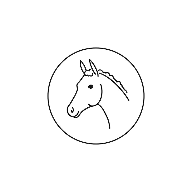 Icono lineal y elemento de diseño de logotipo vector de caballo joven