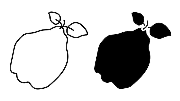 Icono lineal fruto de quince fruto exótico vector simple negro y blanco aislado sobre fondo blanco