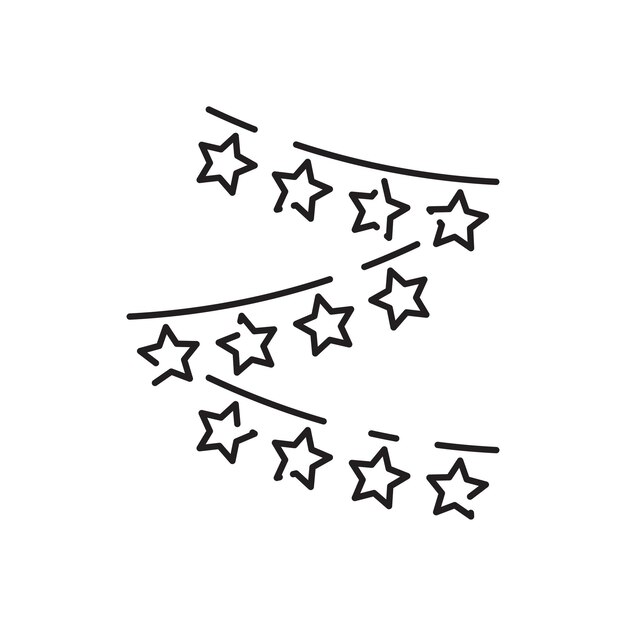 Icono lineal de luz de Navidad Decoración celebración Vector dibujo de contorno aislado Feliz año nuevo