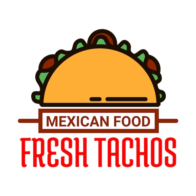 Icono lineal de restaurante de comida mexicana con taco