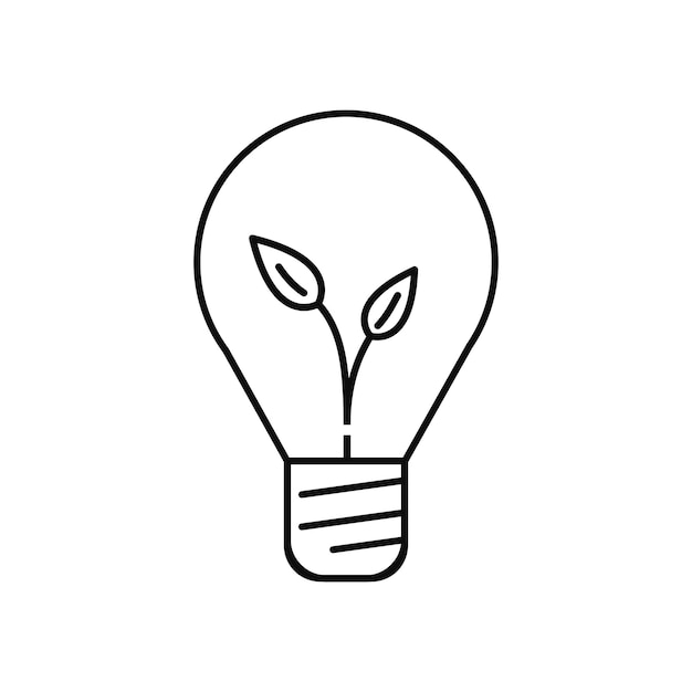 Icono lineal de vector amigable con bombilla ecológica Icono de estilo de contorno Icono de tecnología y trabajo inteligente