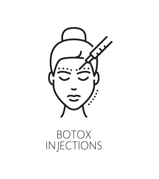Icono lineal del vector de la cosmetología de la inyección de Botox