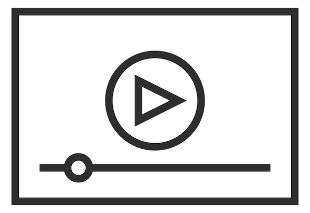 Icono lineal de video contenido de la página web de medios