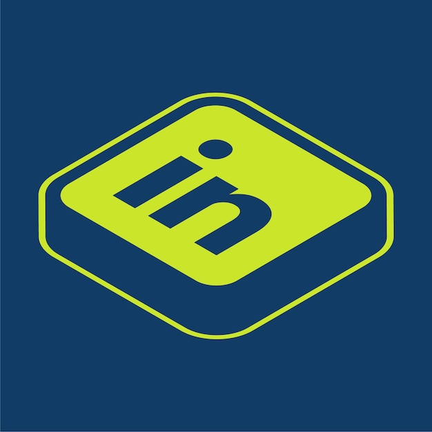 Icono de LinkedIn retroisométrico verde con fondo editable