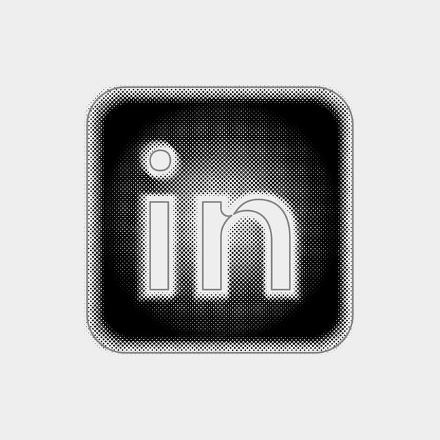 Icono de LinkedIn de vector de medio tono personalizable con diseño de línea negra