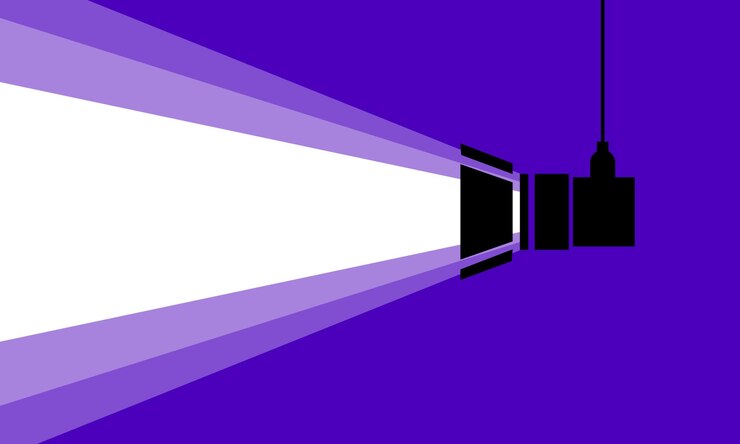 Vector icono de linterna brillante lugar púrpura plano para el texto maqueta de linterna brillante ilustración vectorial
