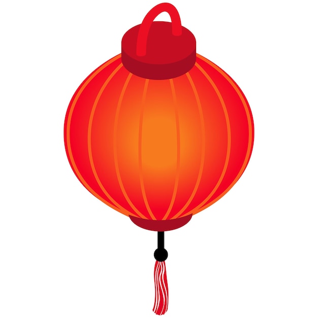 Icono de linterna china roja en estilo isométrico 3d sobre un fondo blanco