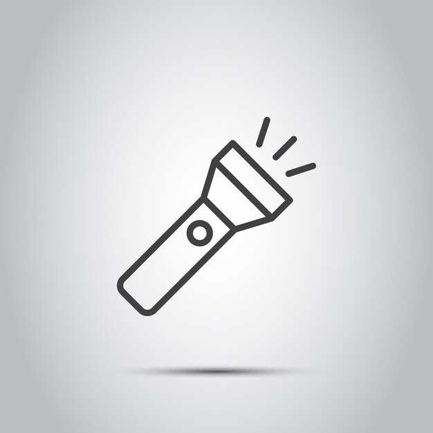 Icono de linterna en estilo plano Ilustración vectorial de lámpara eléctrica en un fondo aislado Concepto de negocio de señales de linterna de bolsillo