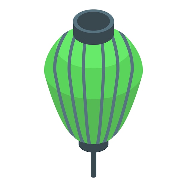 Icono de linterna de papel verde Isométrico de icono de vector de linterna de papel verde para diseño web aislado sobre fondo blanco