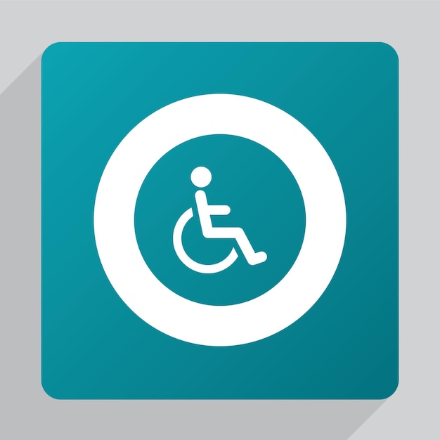 Icono de lisiado plano, blanco sobre fondo verde