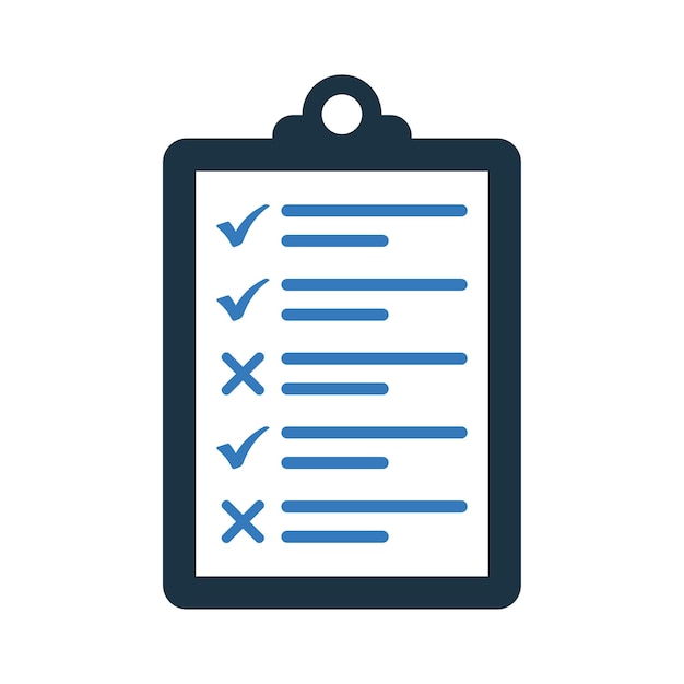 Icono de la lista de comprobación de examen Diseño vectorial editable simple aislado sobre un fondo blanco