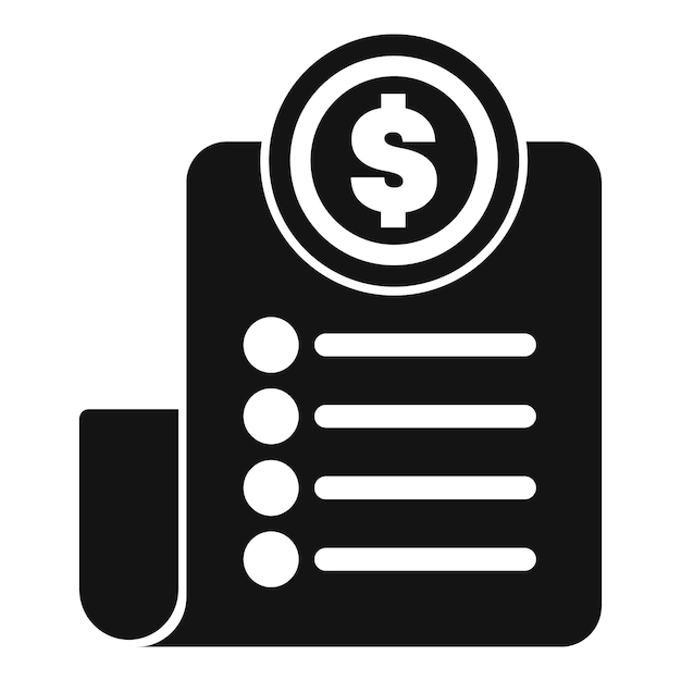 Ícono de lista de comprobación financiera que representa la gestión del dinero