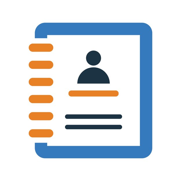 Icono de la lista de contactos de los recursos del perfil Diseño vectorial editable simple aislado en un fondo blanco