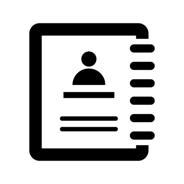Ícono de la lista de contactos de los recursos del perfil Gráficos vectoriales en negro