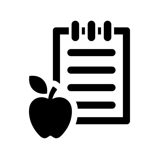 Ícono de la lista de dietas Gráficos vectoriales en negro