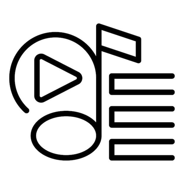 Icono de lista de reproducción multimedia Icono de vector de lista de reproducción multimedia de esquema para diseño web aislado sobre fondo blanco