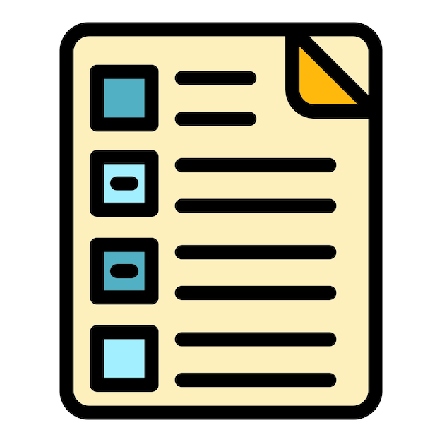 Icono de lista de tareas Contorno de lista de tareas icono vectorial color plano aislado