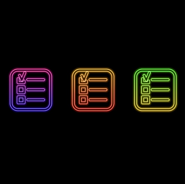 icono de lista de tareas vector de examen símbolo de vector de examen icono de vector estilo neón fondo blanco diseño web y