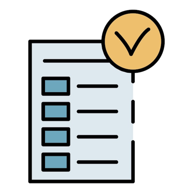 Icono de lista de verificación de dieta Contorno lista de verificación de dieta vector icono color plano aislado