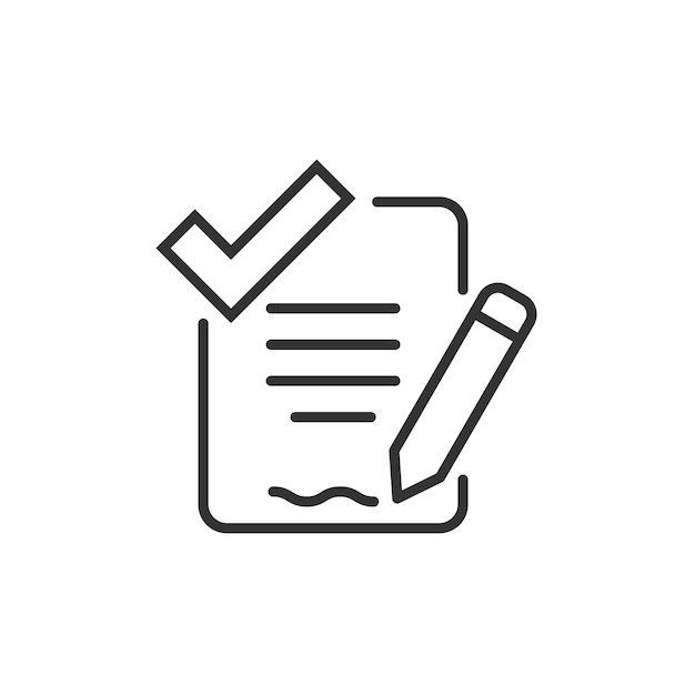 Icono de lista de verificación de documentos en estilo plano Ilustración de vector de informe sobre fondo blanco aislado Concepto de negocio de hoja de papel