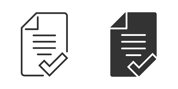 Icono de lista de verificación de documentos en estilo plano Ilustración de vector de informe sobre fondo blanco aislado Concepto de negocio de hoja de papel