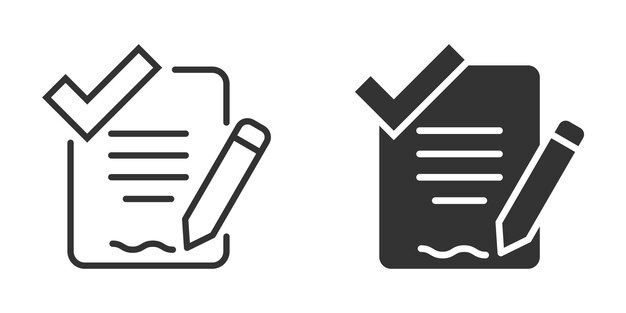 Icono de lista de verificación de documentos en estilo plano Ilustración de vector de informe sobre fondo blanco aislado Concepto de negocio de hoja de papel