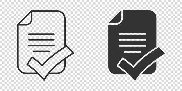 Icono de lista de verificación de documentos en estilo plano Ilustración de vector de informe sobre fondo blanco aislado Concepto de negocio de hoja de papel