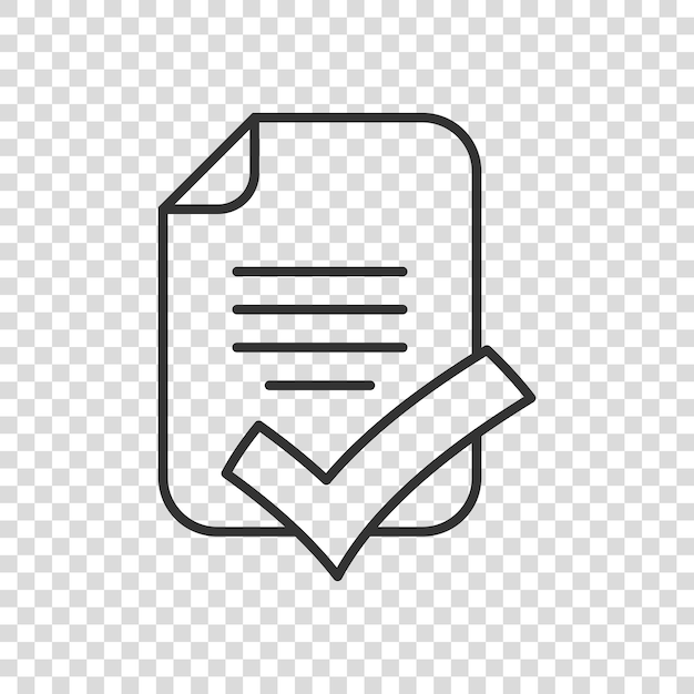 Icono de lista de verificación de documentos en estilo plano Ilustración de vector de informe sobre fondo blanco aislado Concepto de negocio de hoja de papel