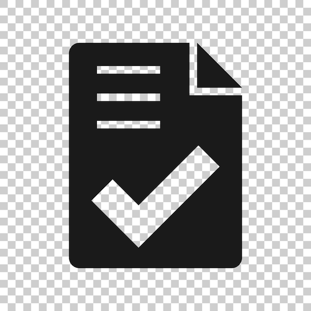 Icono de lista de verificación de documentos en estilo plano Ilustración de vector de informe sobre fondo blanco aislado Concepto de negocio de hoja de papel