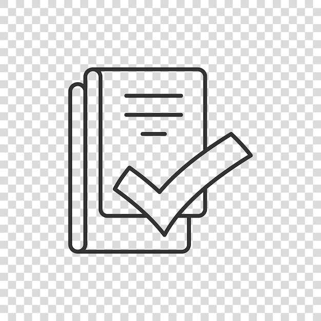 Icono de lista de verificación de documentos en estilo plano Ilustración de vector de informe sobre fondo blanco aislado Concepto de negocio de hoja de papel