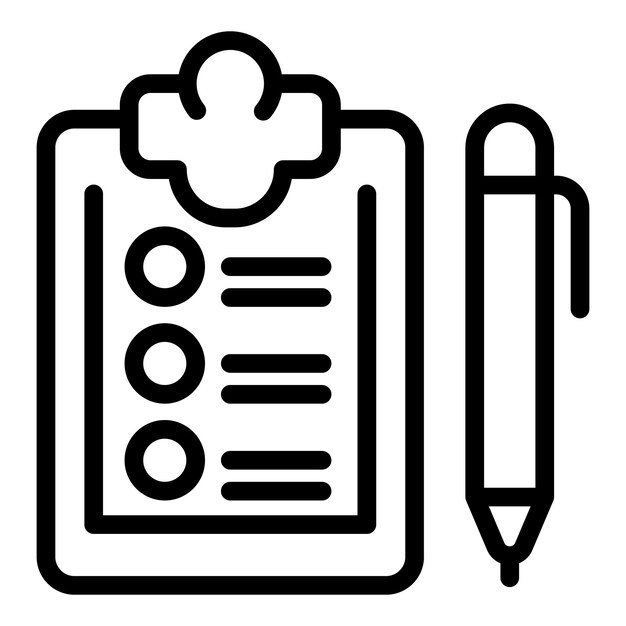 Icono de lista de verificación Icono de vector de lista de verificación de esquema para diseño web aislado sobre fondo blanco