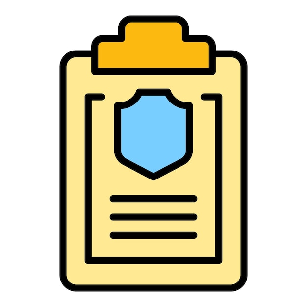 Icono de lista de verificación de privacidad vector de contorno Seguridad de PC Protección de PC color plano