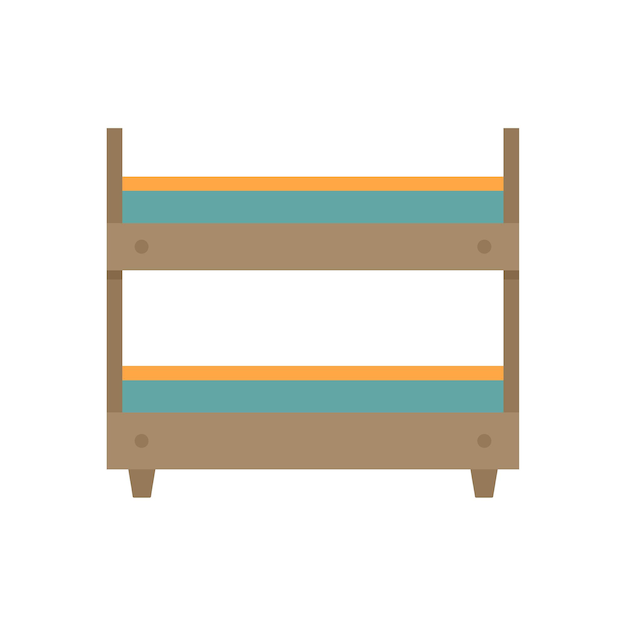 Icono de litera en casa Ilustración plana del icono de vector de litera en casa aislado sobre fondo blanco
