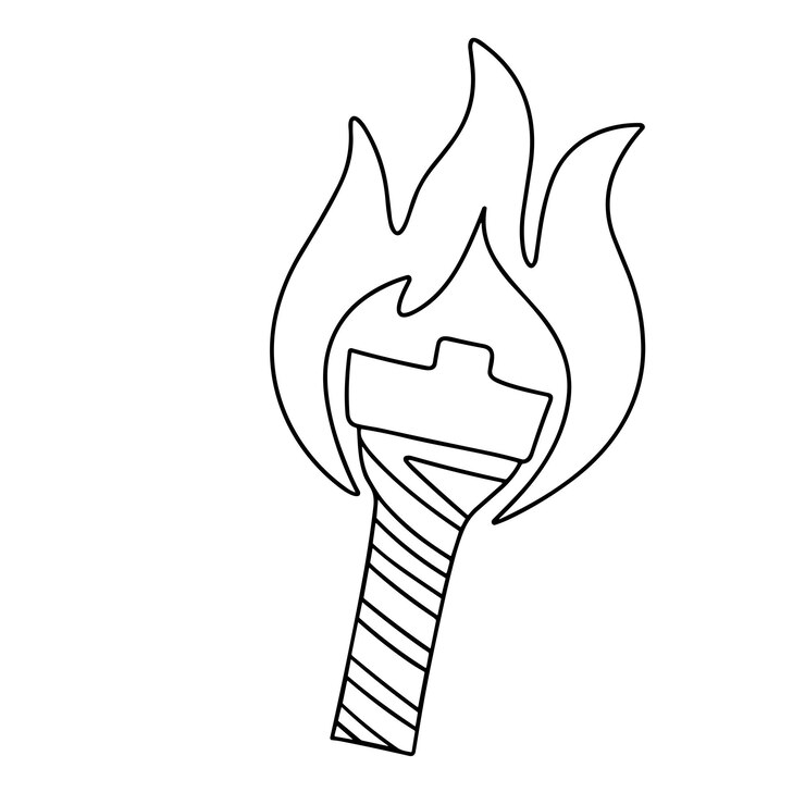 Vector icono de la llama de la antorcha dibujado a mano clipart de la familia del contorno arte vectorial dibujada a mano