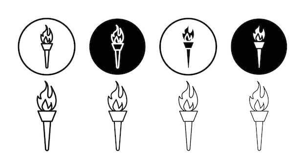Icono de la llama de la antorcha Marca de símbolo en estilo llenado