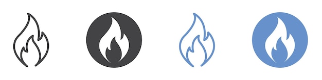 Icono de la llama Arte plano en blanco y negro aislado