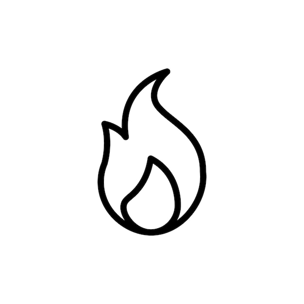 Icono de llama conjunto de calor signo de fuego símbolo de vector de quema en negro relleno y estilo delineado